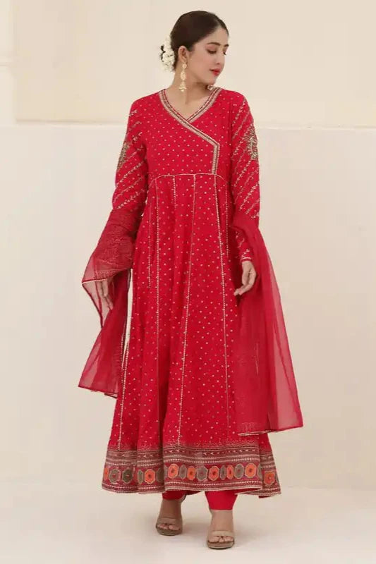 Hot Pink Lawn Embroidered Suit - 3PC