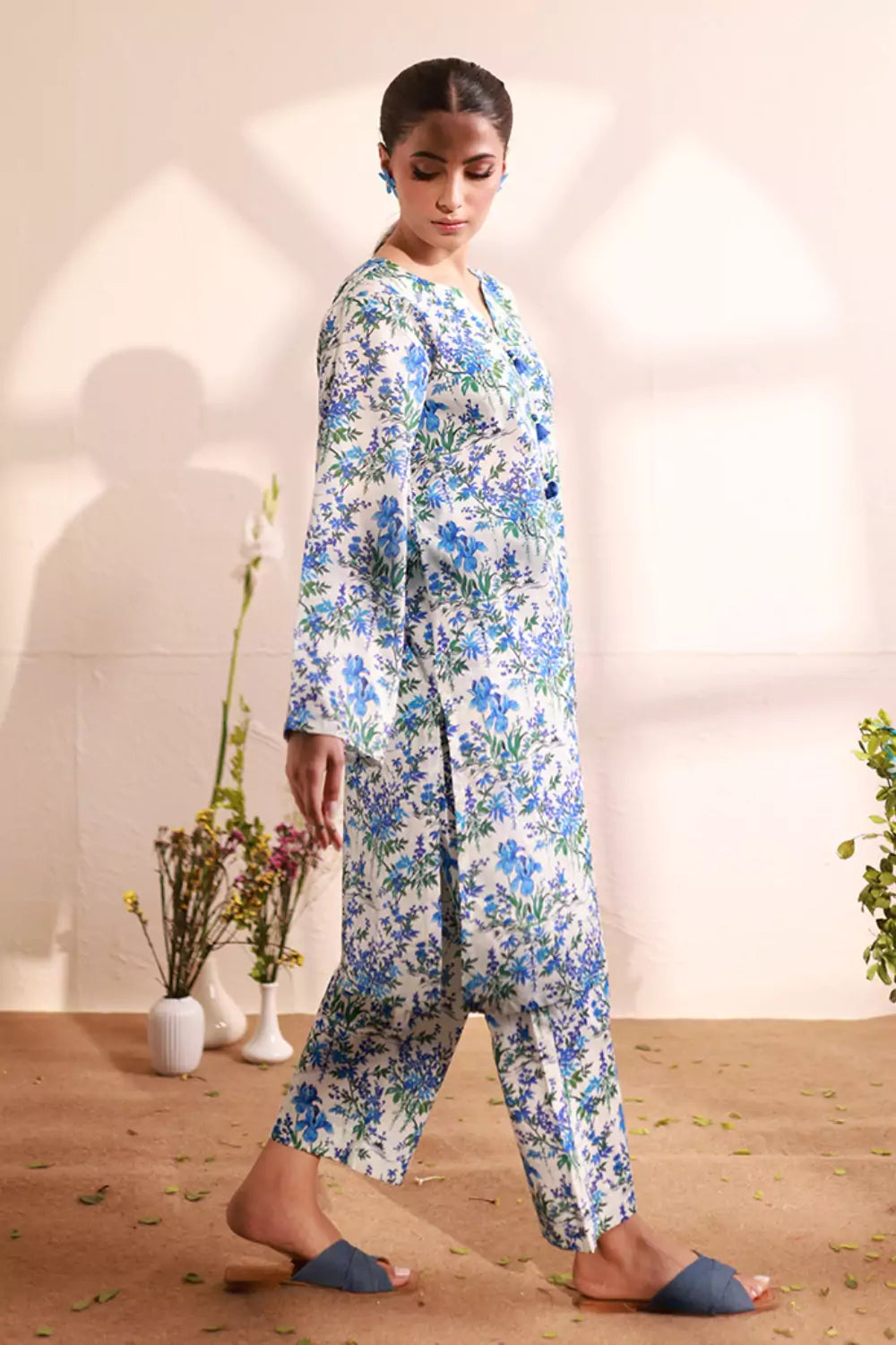 Ivory Lawn Printed Suit - 2PC