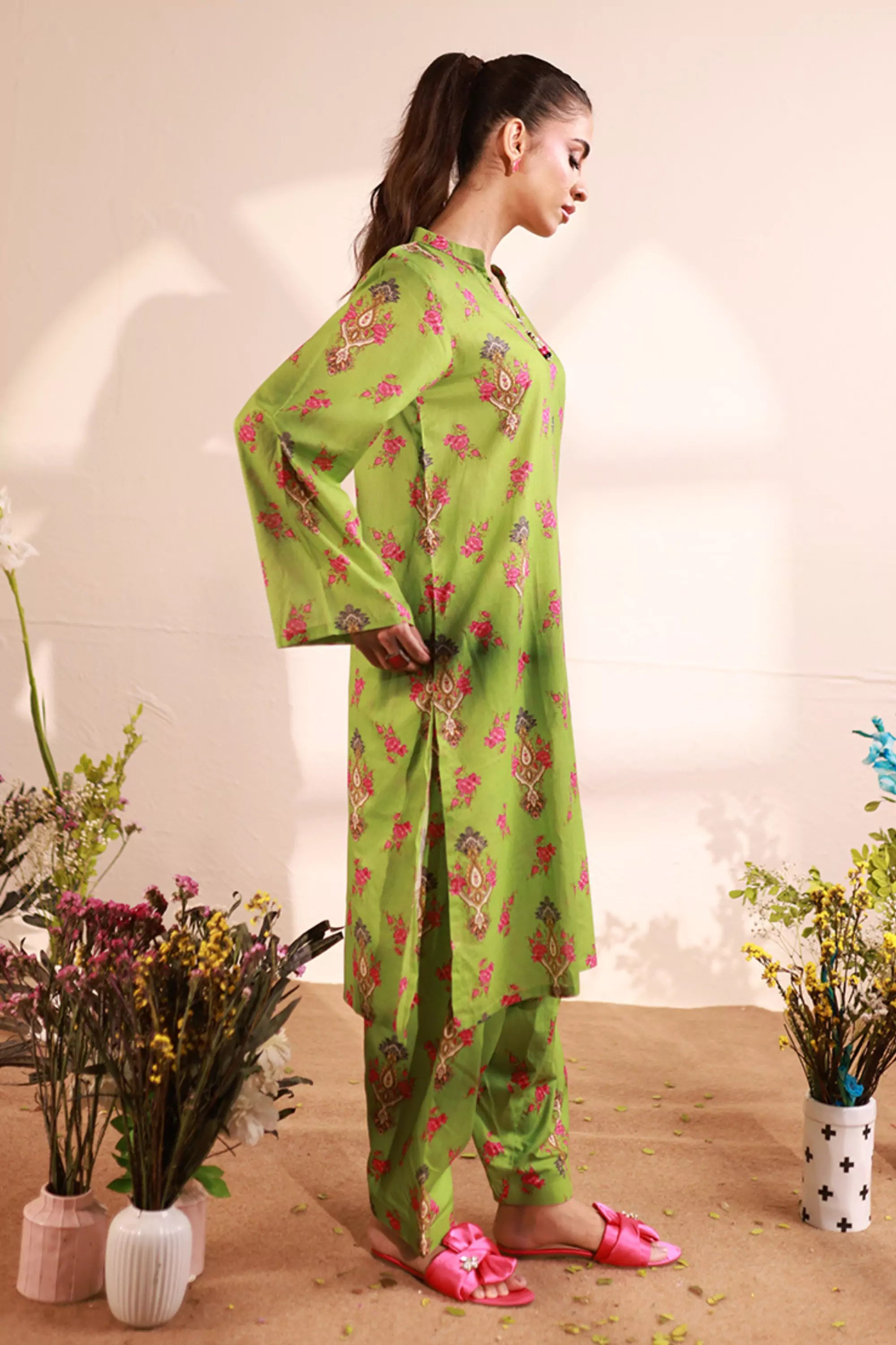 Pear Lawn Printed Suit - 2PC
