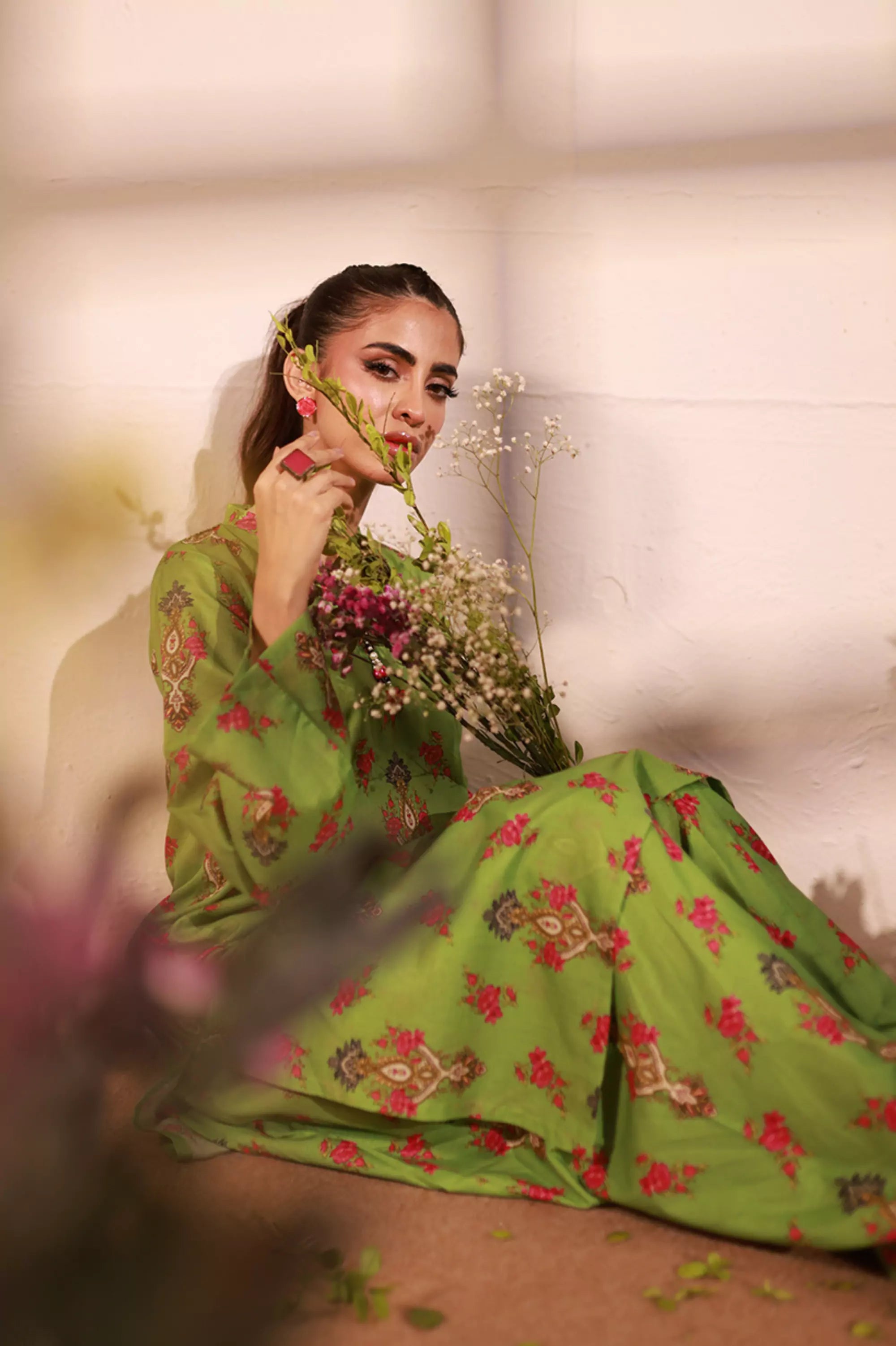Pear Lawn Printed Suit - 2PC