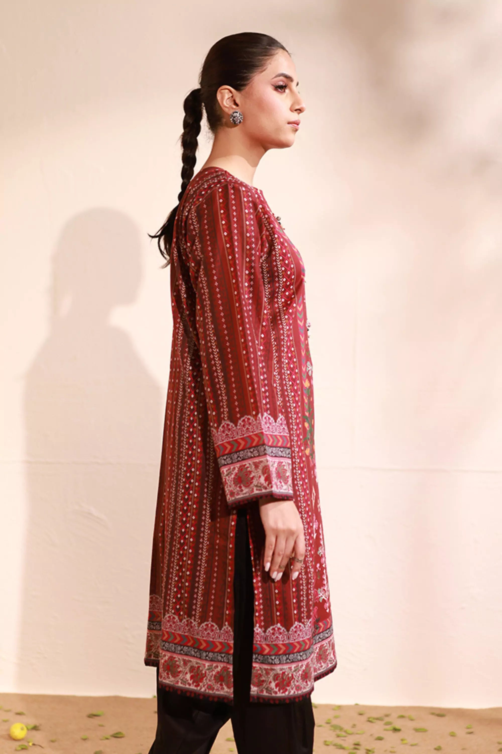 Vine Hue Lawn Printed Kurti - 1PC