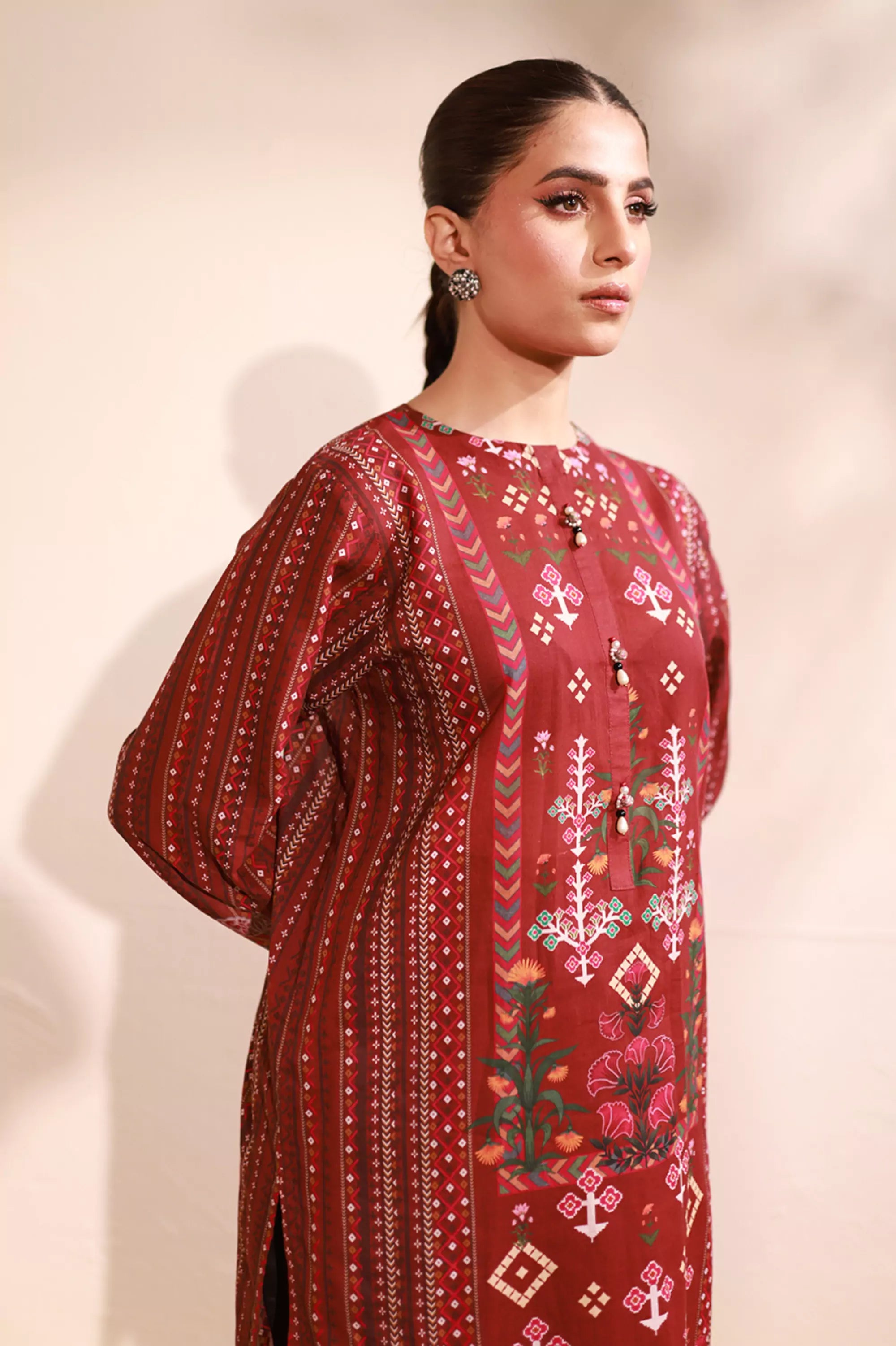 Vine Hue Lawn Printed Kurti - 1PC