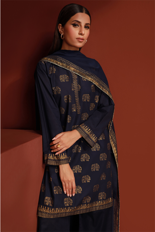 Indigo Lawn Printed Shirt and Dupatta - 2PC