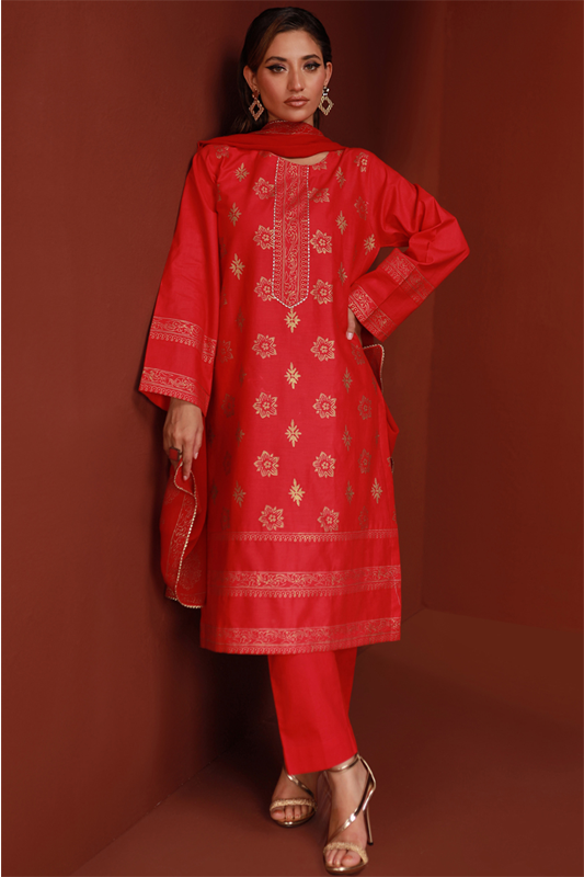 Hot Pink Lawn Printed Shirt and Dupatta - 2PC