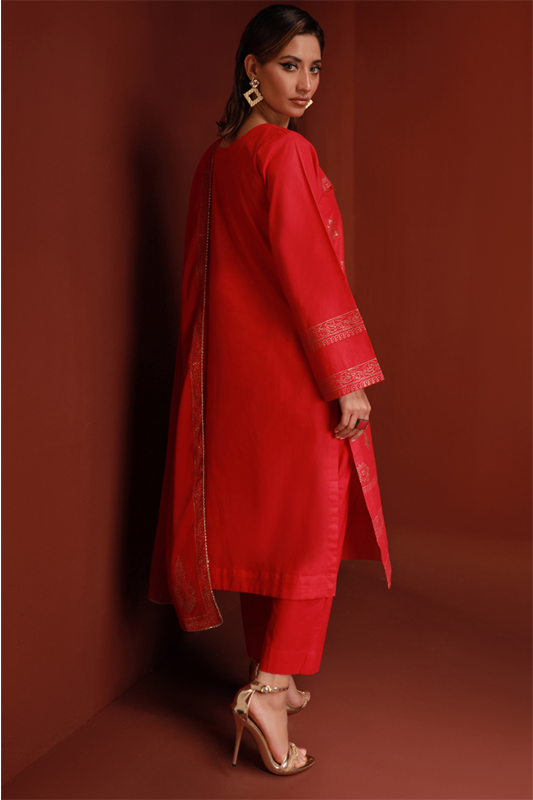 Hot Pink Lawn Printed Shirt and Dupatta - 2PC