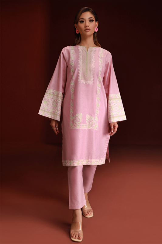 Pastel Pink Lawn Printed Kurti - 1PC