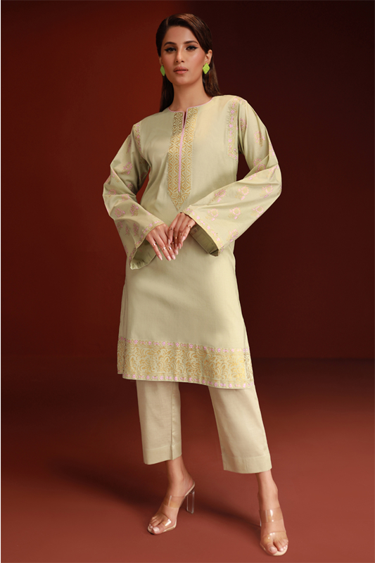 Mint Green Lawn Printed Kurti - 1PC