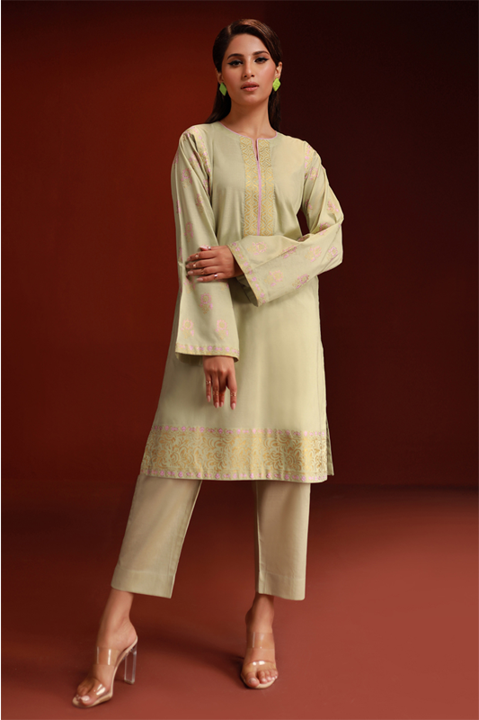 Mint Green Lawn Printed Kurti - 1PC