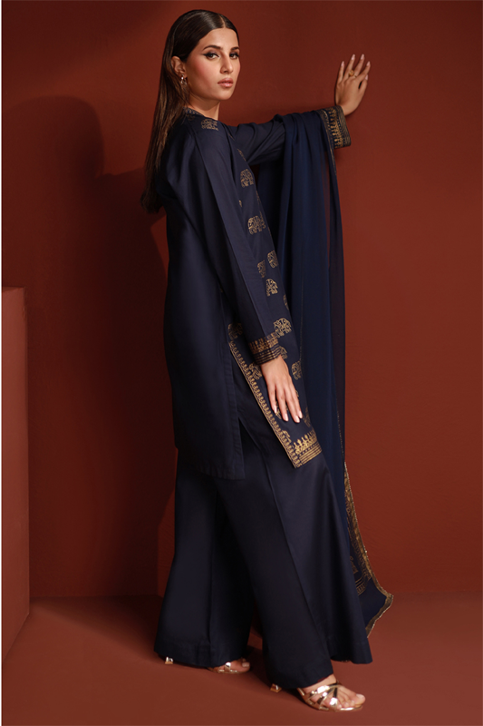 Indigo Lawn Printed Shirt and Dupatta - 2PC