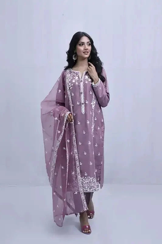Lavender Raw Silk Suit - 3PC