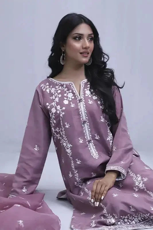 Lavender Raw Silk Suit - 3PC