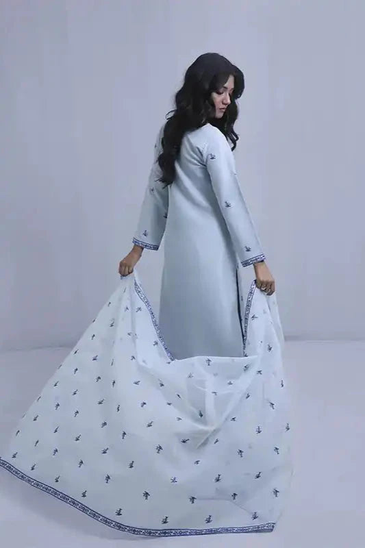 Iceberg Grey Raw Silk Embroidered Suit - 3PC