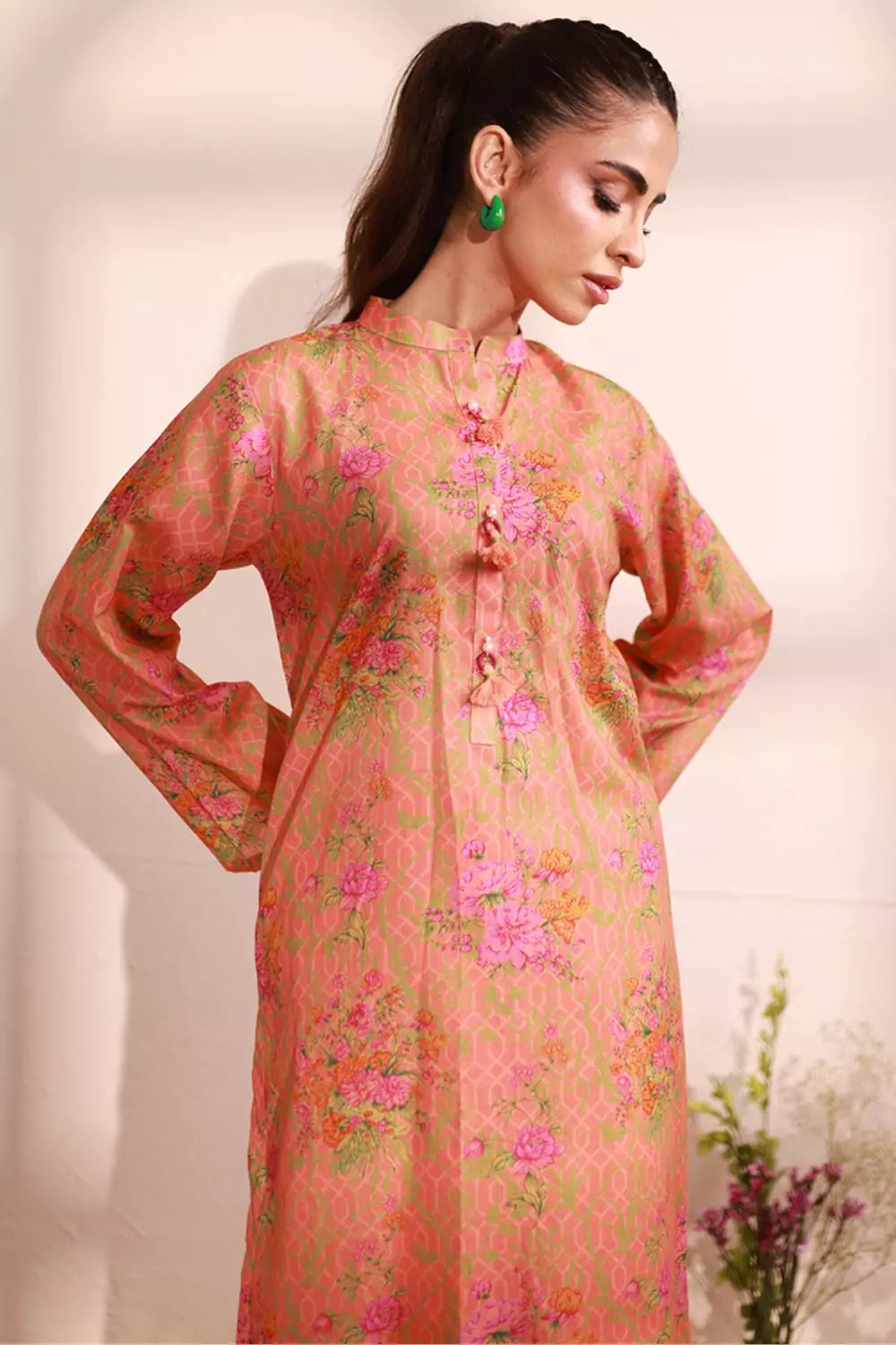 Candlelight Peach Lawn Printed Suit - 2PC