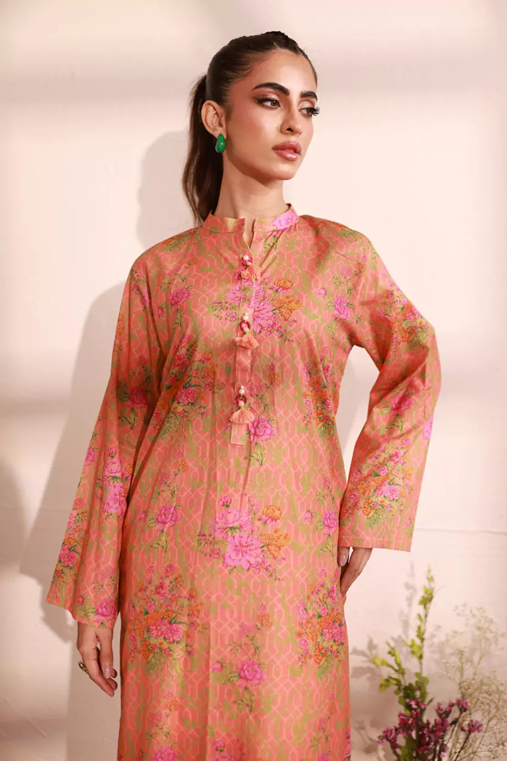 Candlelight Peach Lawn Printed Suit - 2PC