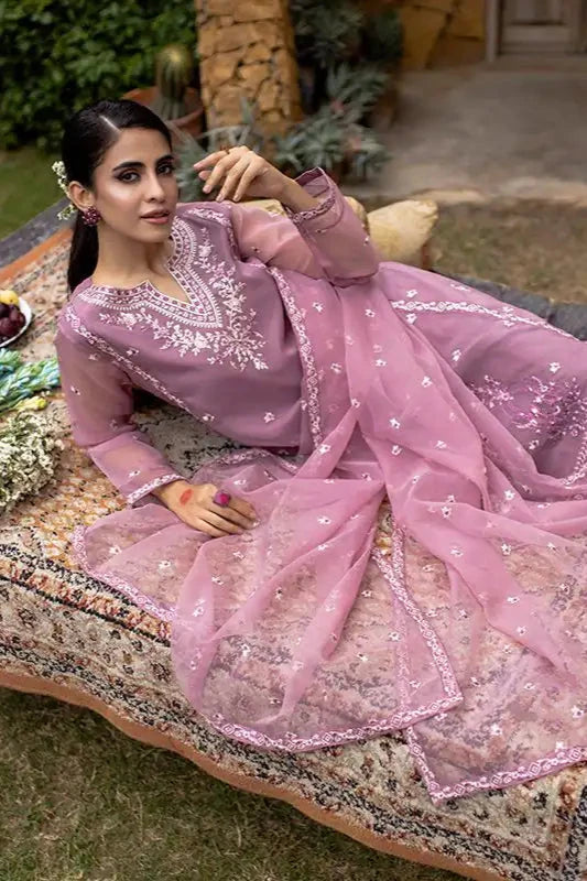 Heather Organza Embroidered Suit - 3PC