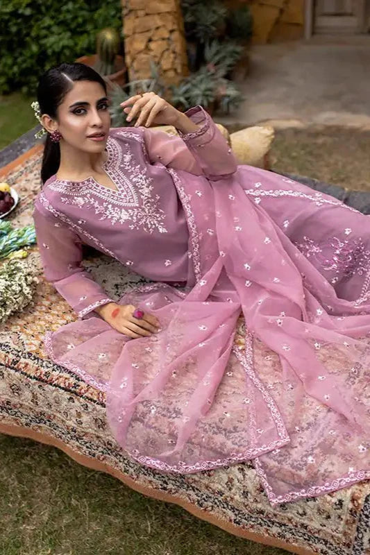 Heather Organza Embroidered Suit - 3PC