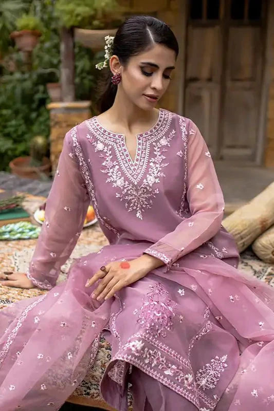 Heather Organza Embroidered Suit - 3PC