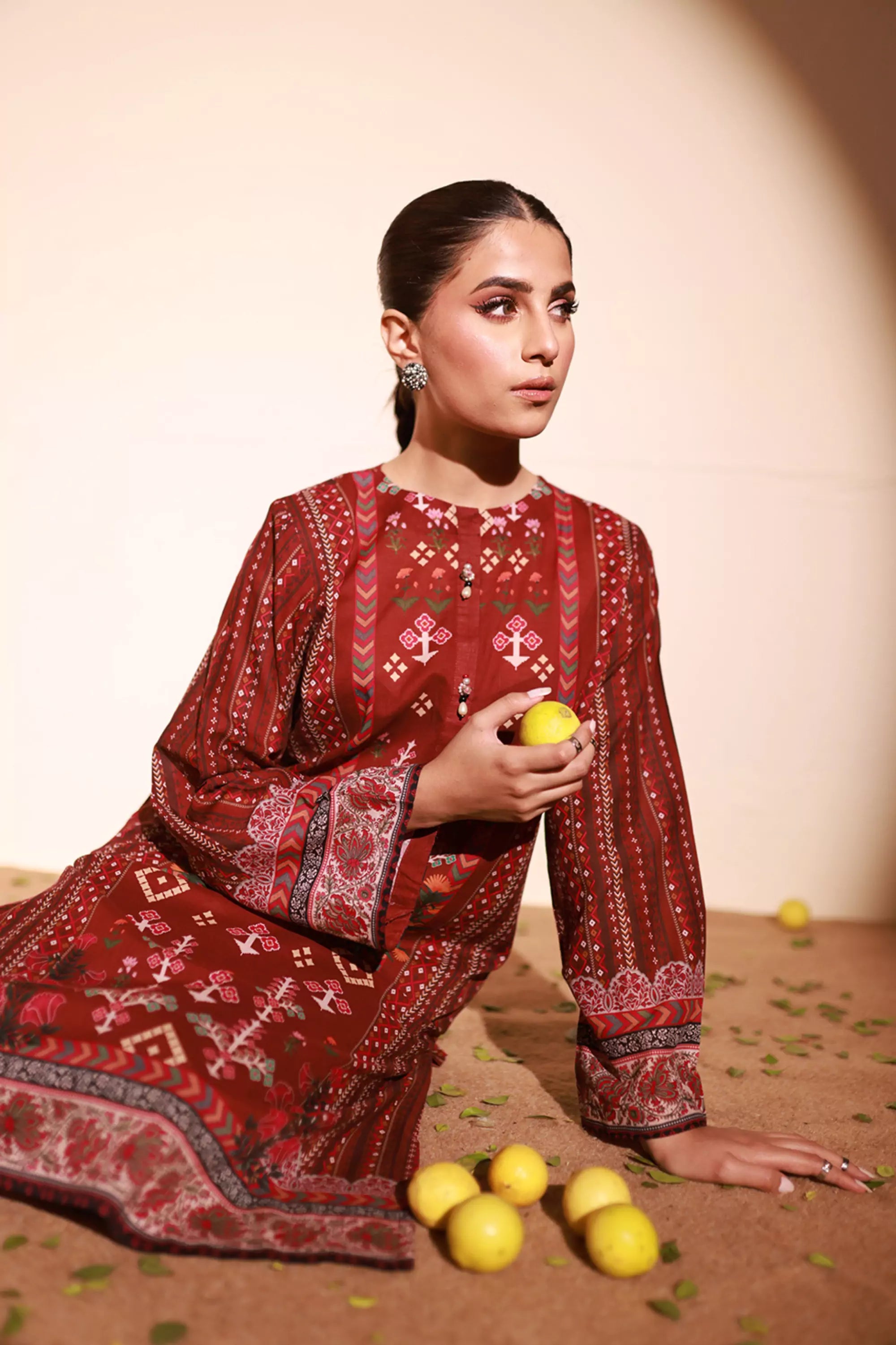 Vine Hue Lawn Printed Kurti - 1PC